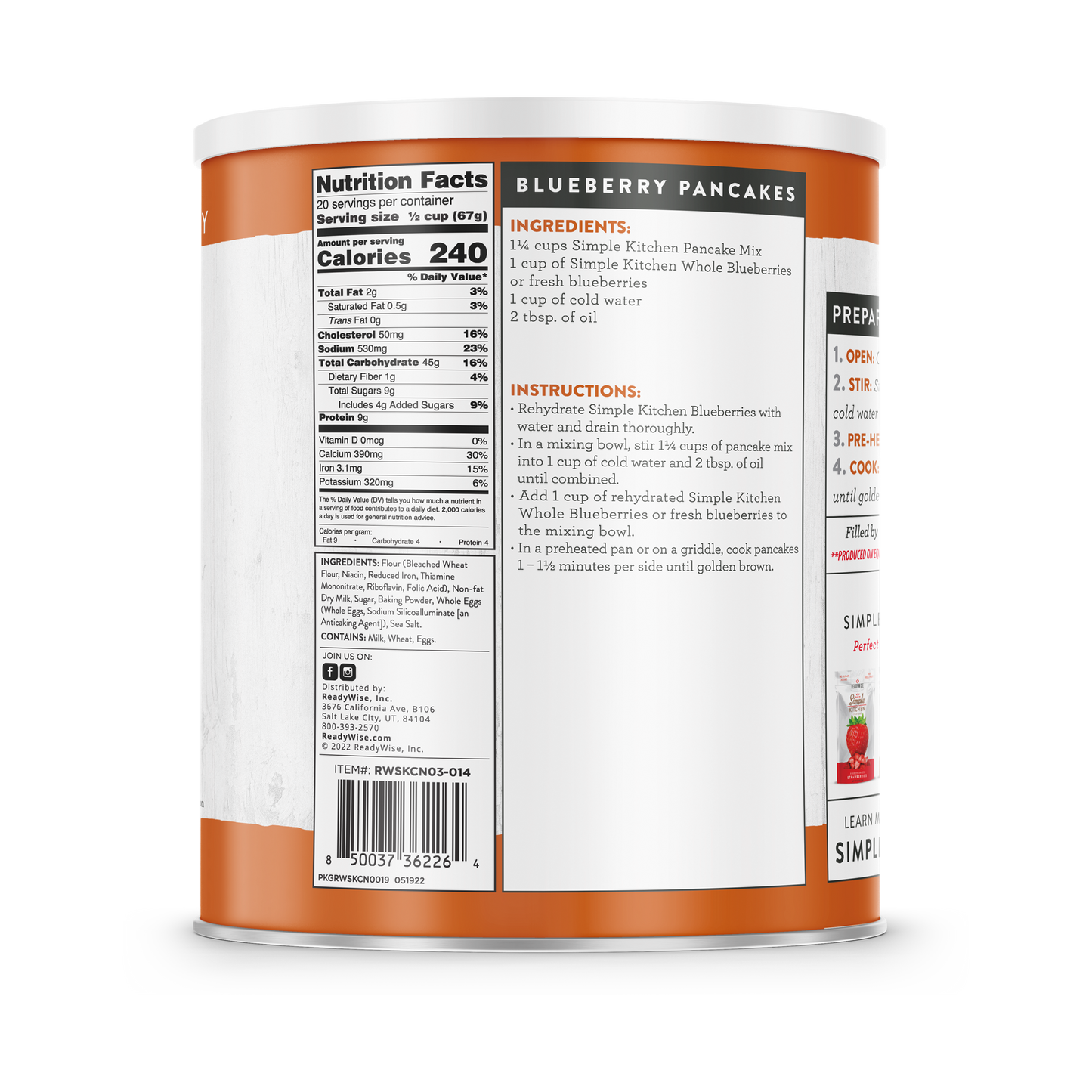 Simple Kitchen Pancake Mix- 20 Serving Can