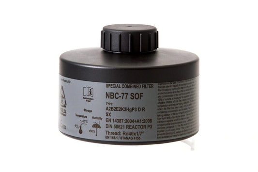 CBRN Gas Mask Filter NBC-77 SOF 40mm Thread - 20 Year Shelf Life | Fits CM-6M & CM-7M Gas Mask